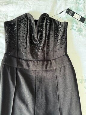 Fashion Nova Your One Love Rhinestone Jumpsuit Size Medium NWT